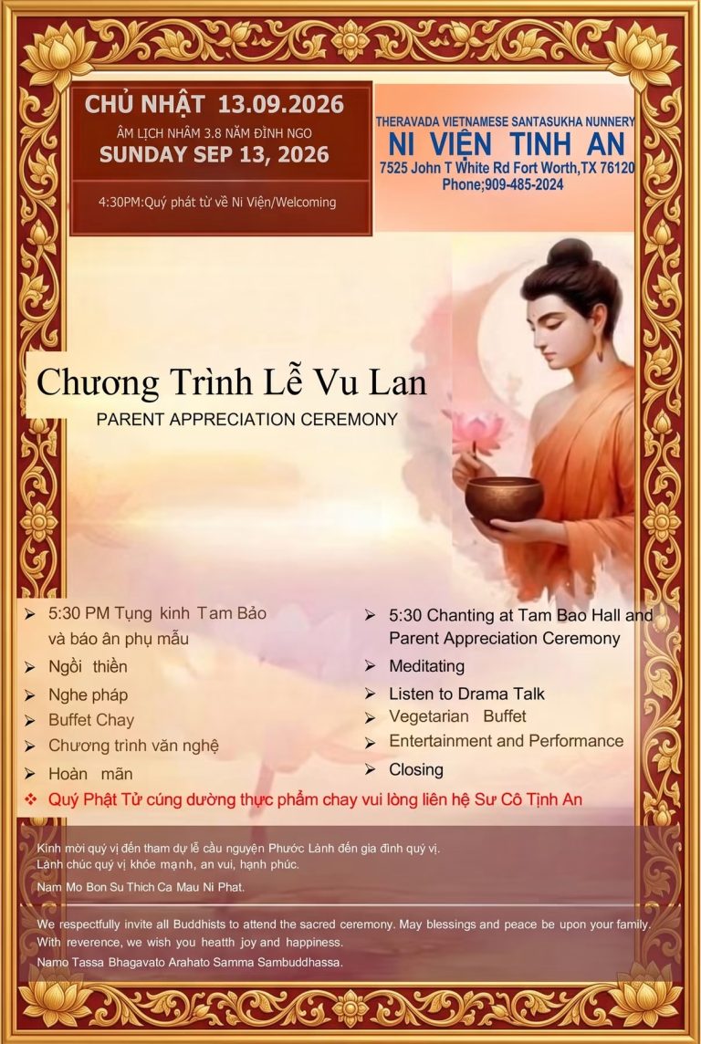 CHƯƠNG TRÌNH ĐẠI LỄ VU LAN BÁO HIẾU TẠI NI VIỆN TỊNH AN