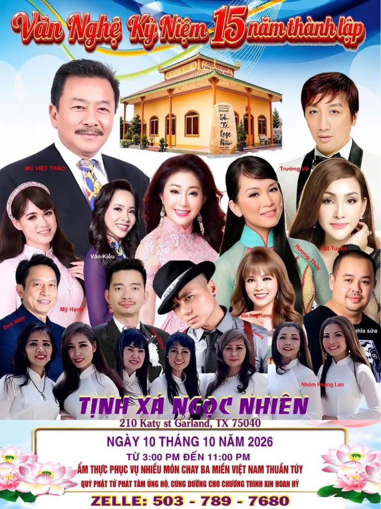 THƯ MỜI & CHƯƠNG TRÌNH ĐẠI LỄ KỶ NIỆM 15 NĂM THÀNH LẬP TỊNH XÁ NGỌC NHIÊN